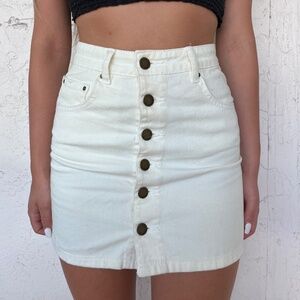 Billabong White Denim Button-Down Mini Skirt